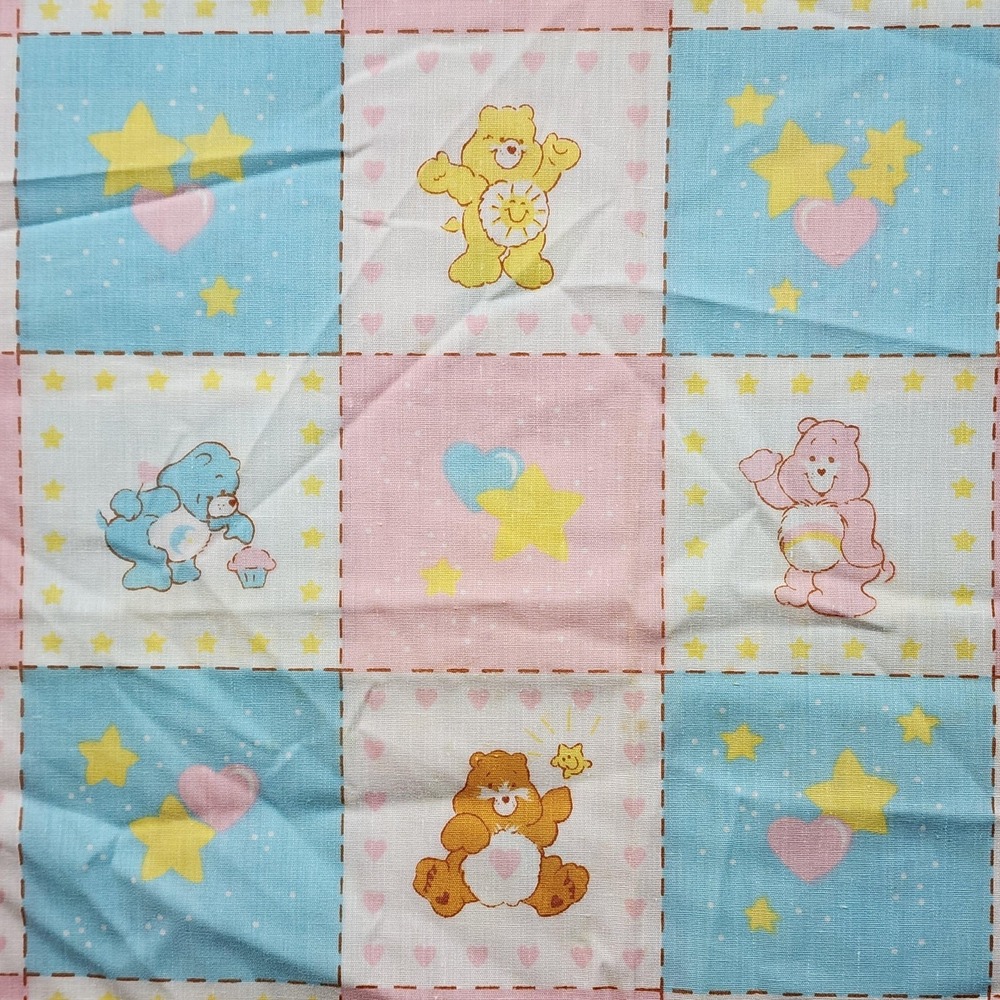 Vintage Care Bears Quilt Fabric Springs Industries 1.27 Yd Pastel Baby